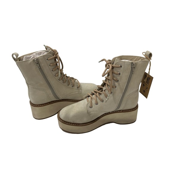 Steve Madden Off-white faux suede Stormyy Cool Planet platform combat boots - Picture 5 of 5